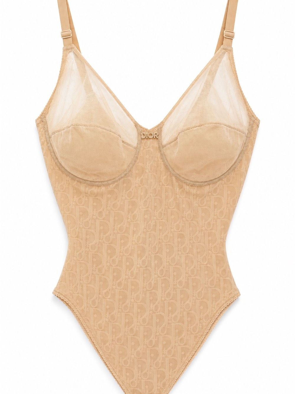 Dior Nude Logo Jacquard Sheer Cup Bodysuit